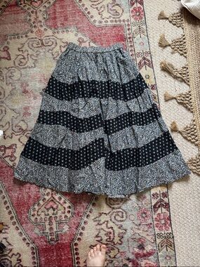 Sea New York Black and White Tiered Maxi Skirt